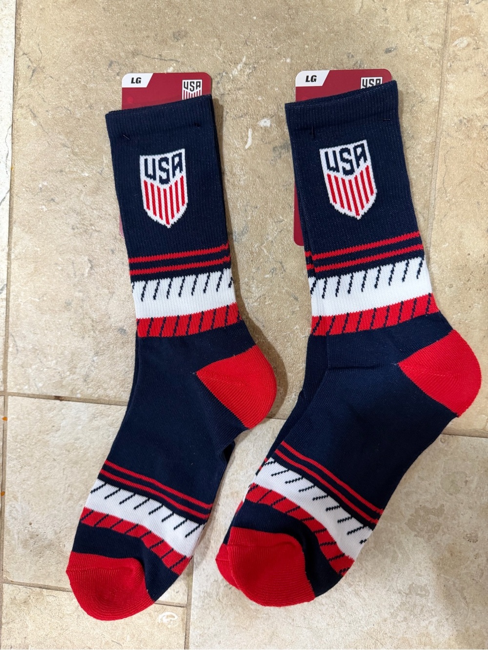 USA soccer Athletic Crew Socks - Navy / Red